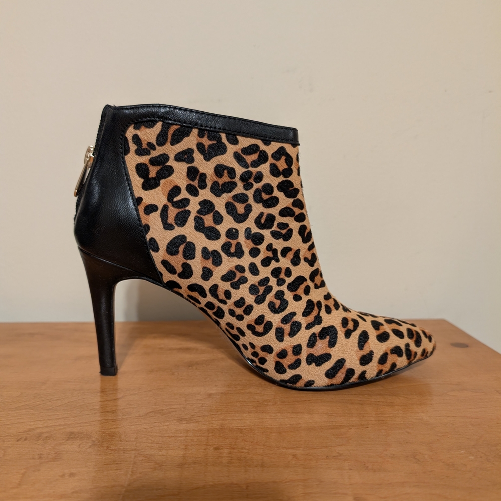 Leopard Print Ankle Boots with Black Accents